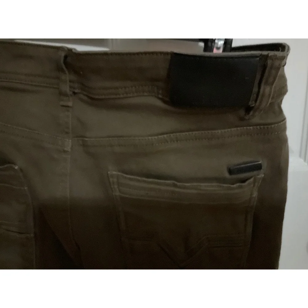 Stone Falcon Mens Slim Fit Olive Green Pants 34x30 Casual Five Pocket Trousers